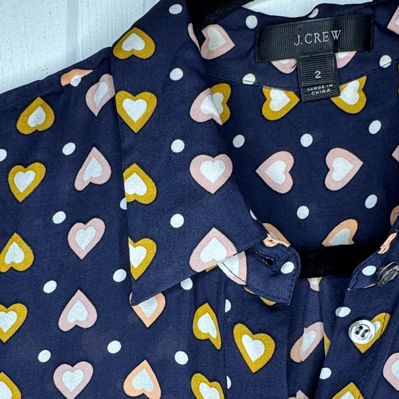 J. Crew Navy Sleeveless Top with Heart Pattern - Picture 7 of 10